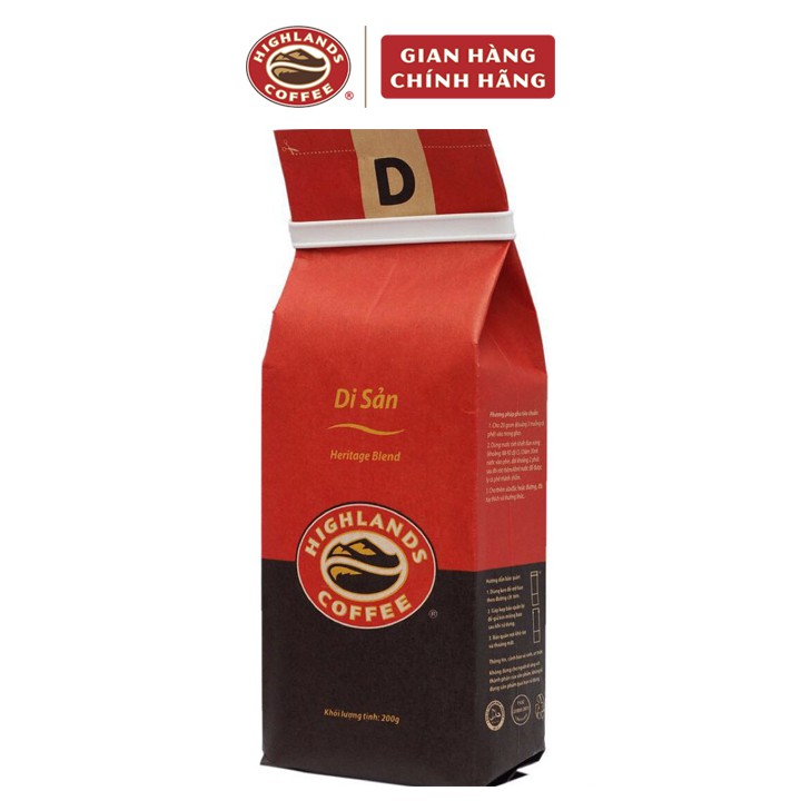 Cà phê rang xay Di Sản Highlands Coffee 200g: cafe rang xay pha phin Di sản gồm cà phê robusta. | BigBuy360 - bigbuy360.vn