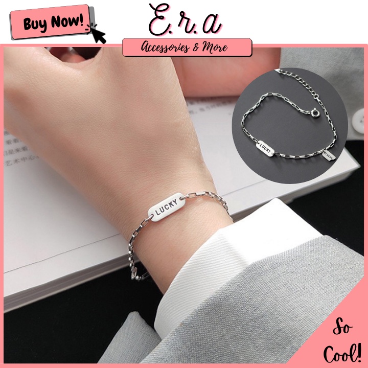 [Freesize] Lắc Tay/Vòng Tay Nữ Bạc 925 Cao Cấp ERA SHOP 077901 - Bảng Lucky Cá Tính, Độc Đáo, Đơn Giản, Rẻ Đẹp