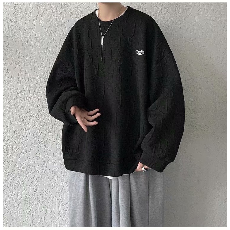 2023 Áo sweater nam áo dài tay Hàn Quốc thể thao thời trang áo phong cách thoải mái cá tính cho nam nữ kiểu simple unisex tops waffle hoodie sweater