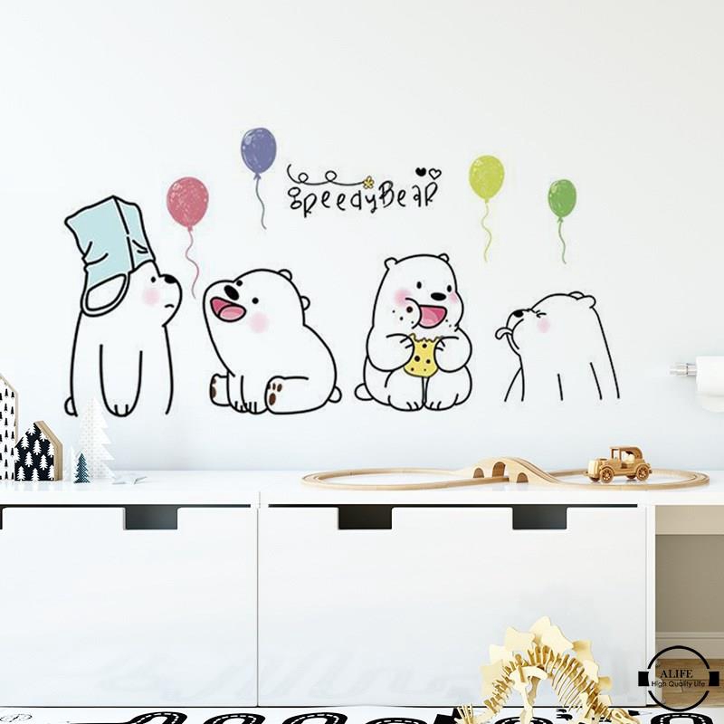 Sticker dán tường hình gấu hoạt hình dễ thương trang trí nhà cửa | BigBuy360 - bigbuy360.vn