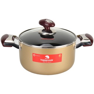 [Freeship từ 200K] Nồi nhôm nắp kính chống dính 24cm Happy Cook Brilas HB-24SA