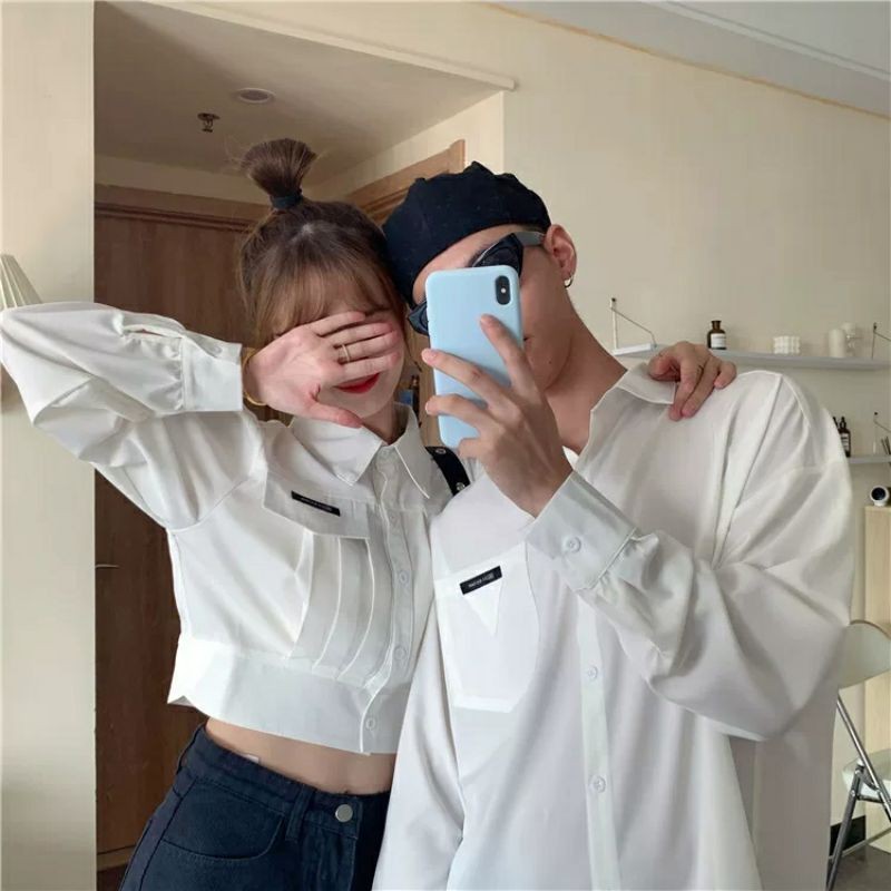 6:30PM Order Áo sơ mi ulzzang nam nữ đồ đôi tag croptop