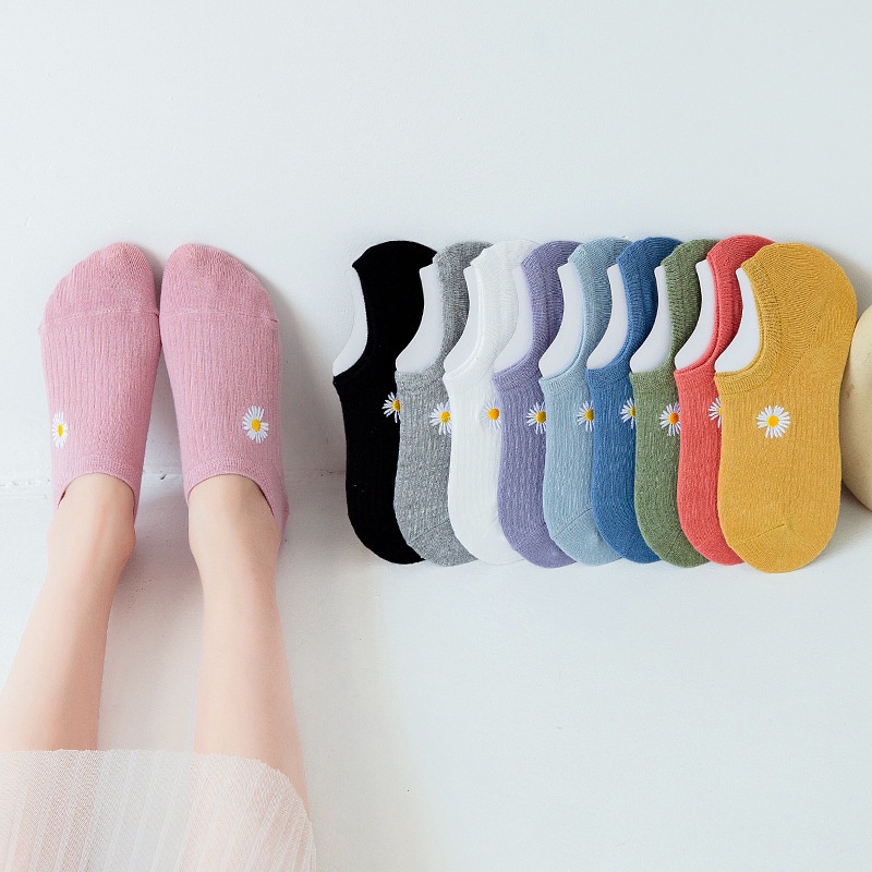 Bộ 10 Đôi Vớ cotton Cổ Ngắn Chống Trượt Dành Cho Nữ