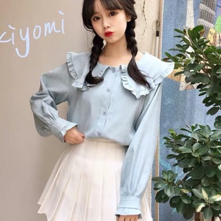 [KÈM ẢNH THẬT] áo cổ bèo dài tay ulzzang