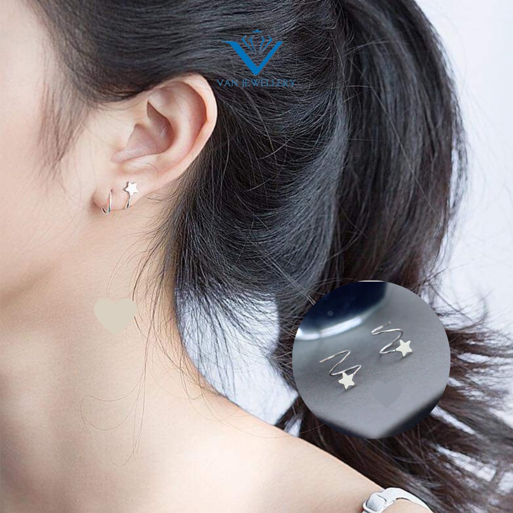 Khuyên tai bạc Khuyên Sao chổi Van Jewelry V10203 xoắn vòng cá tính