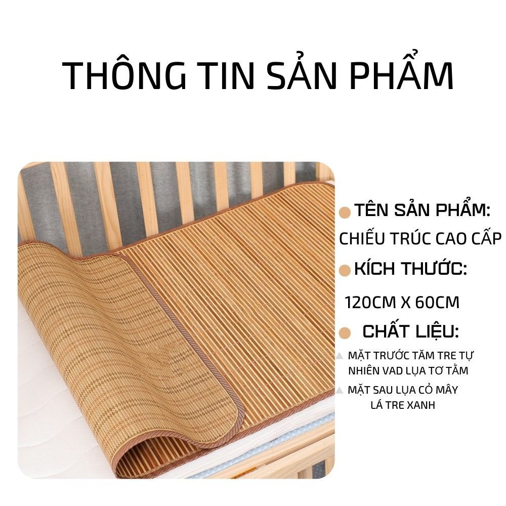 Chiếu trúc tre cao cấp Thái Lan cho bé, Chiếu mùa hè tăm tre trải nôi cũi cho bé nằm siêu mát, thấm thoát mồ hôi cực tốt