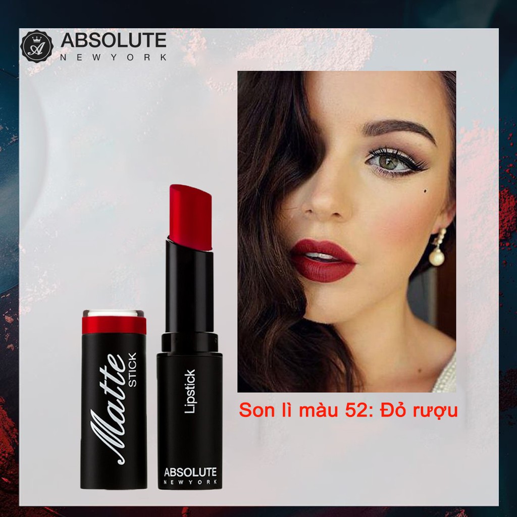 Son thỏi lì Absolute NewYork Matte Lipstick NFA52 - Đỏ Rượu 4g