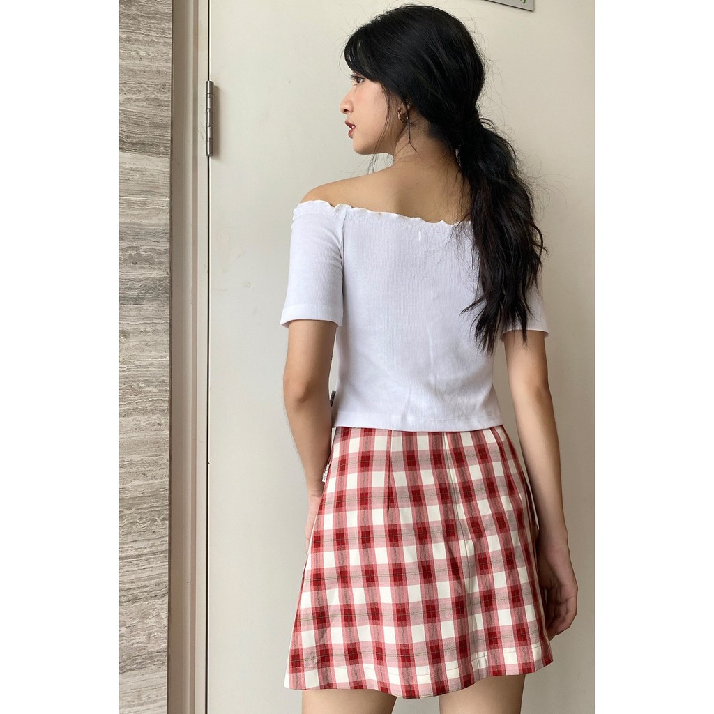 Chân váy chữ a xếp ly 1 bên kẻ caro JAW0443 - 92Wear | BigBuy360 - bigbuy360.vn