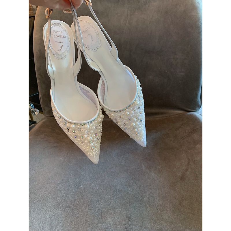 Giày cao gót có quai mũi nhọn gót 7,5cm Rene caovilla