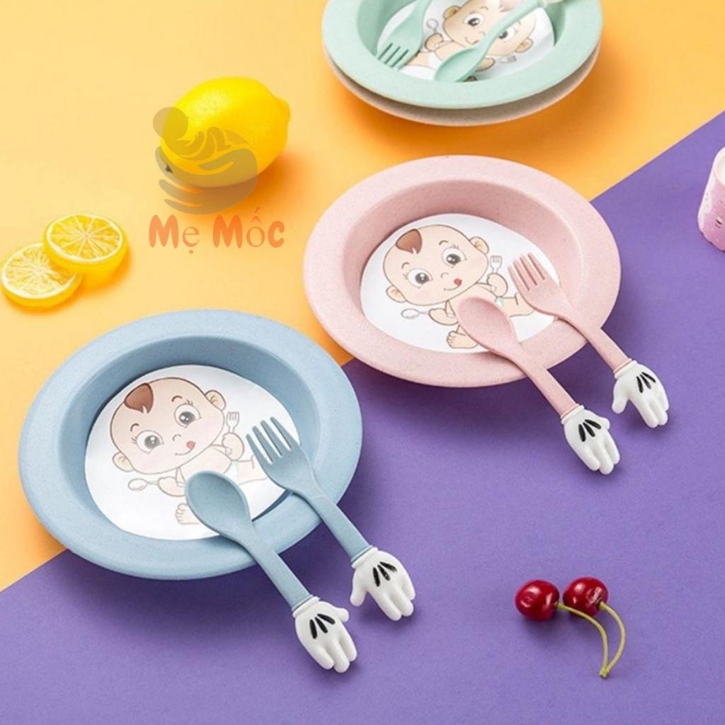 Bộ Đĩa Ăn Dặm Kèm Thìa Dĩa Lúa Mạch Children Cao Cấp Cho Bé, Mẹ Mốc Shop