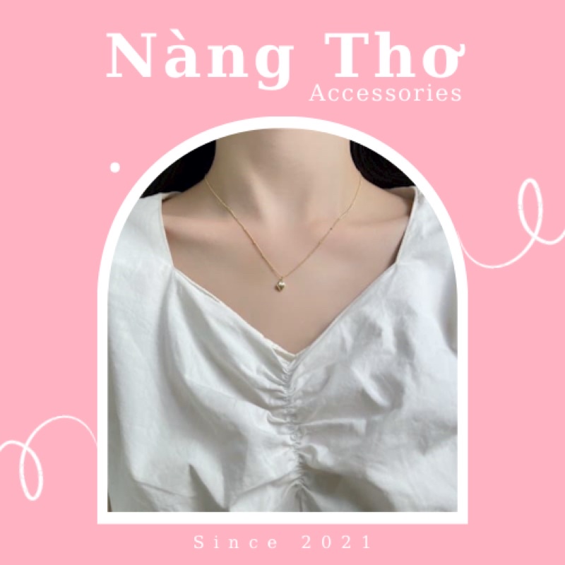 Vòng cổ nữ, dây chuyền mặt hình trái tim Nàng Thơ Accessories