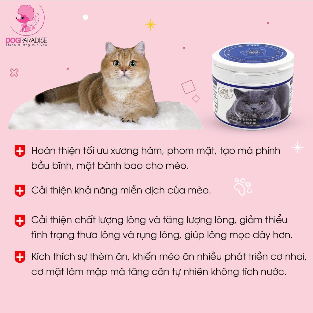 Dinh dưỡng làm tăng nọng má phính cho mèo Strong Gills - Dog Paradise