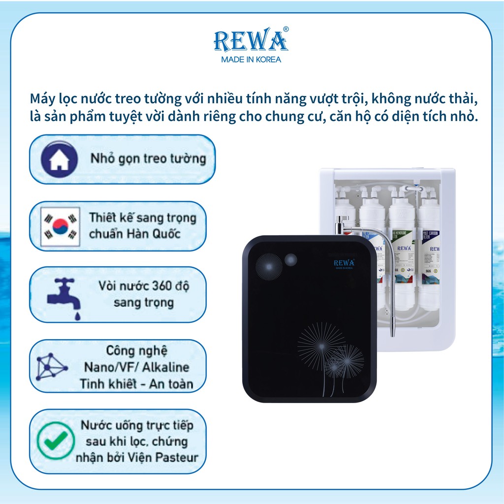 Máy lọc nước thiết kế treo tường REWA RW-NA-401