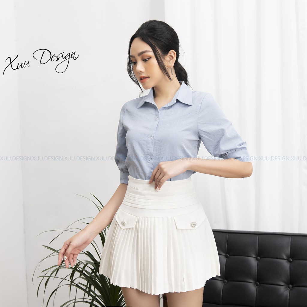 Áo sơ mi nữ công sở vải kate tay lỡ Thời trang thiết kế XUU DESIGN SP33