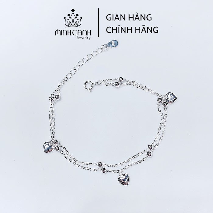 Lắc Tay Bạc S925 Dây Kép Treo Trái Tim - Minh Canh Jewelry