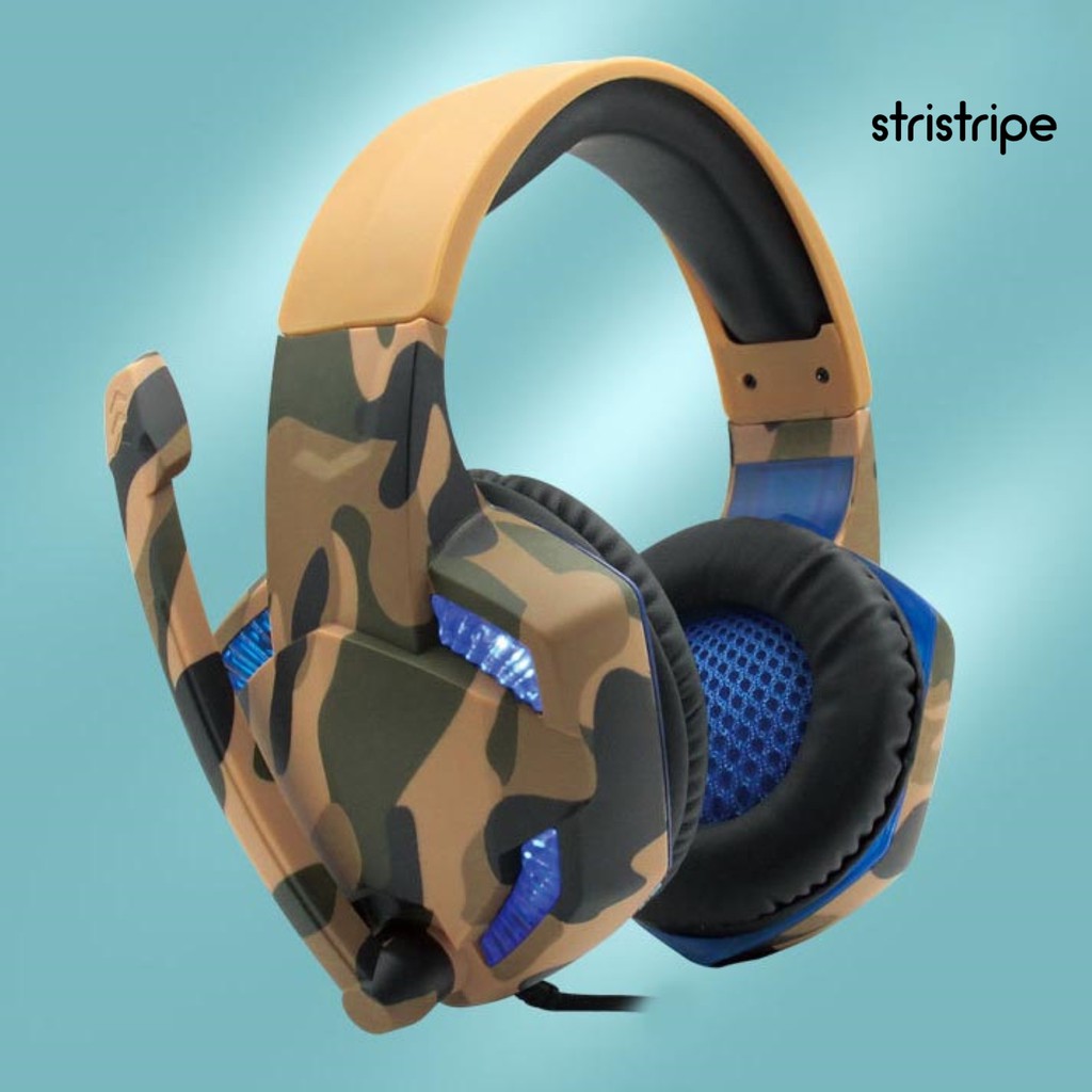 STR Wired Luminous Camouflage Gaming Headphone Headset for Computer Game Console