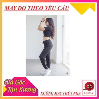 Quần jogger 🍀🌸sọc sáng chất dù năng động 🥗SD0003 - Màu đen