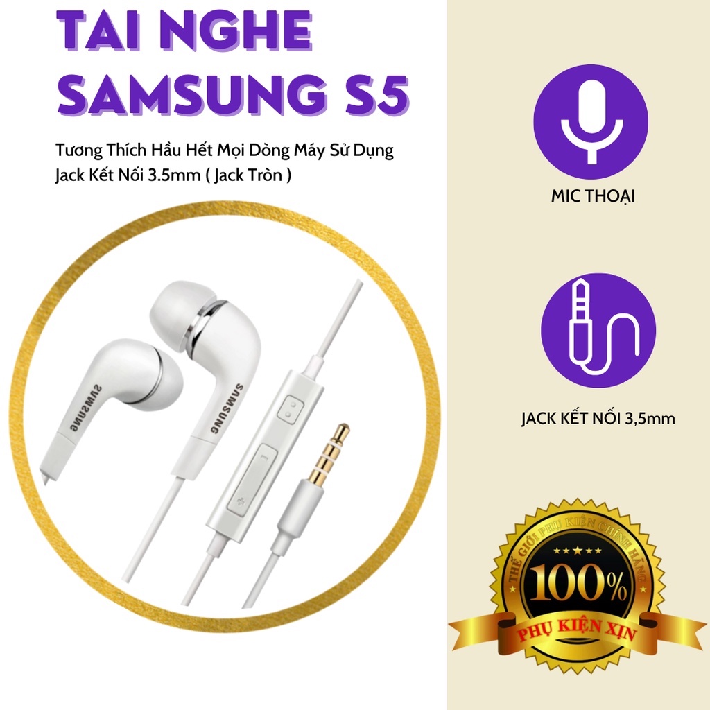 Tai Nghe Samsung Galaxy S5 Zin Theo Máy-Chất Âm Hay-Giá Tốt Hàng Chính Hãng BH 6 Tháng 1 Đổi 1