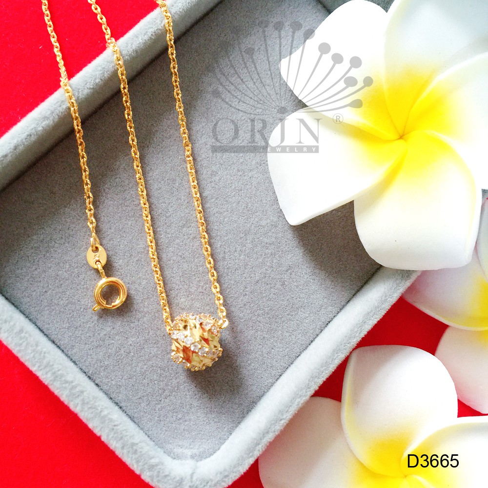 Dây chuyền nữ thời trang cao cấp mặt cầu tròn khía xéo cao cấp Orin D3665