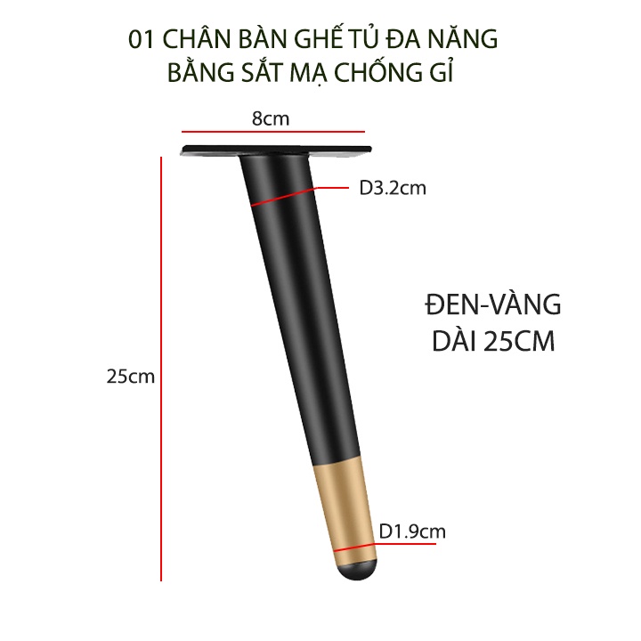 Chân bàn, ghế sofa, tủ làm bằng thép mạ chống gỉ, loại xiên chịu tải trọng 300kg