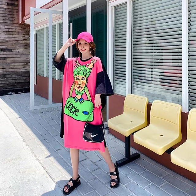 Bigsize Đầm suông oversize hoạ tiết độc lạ