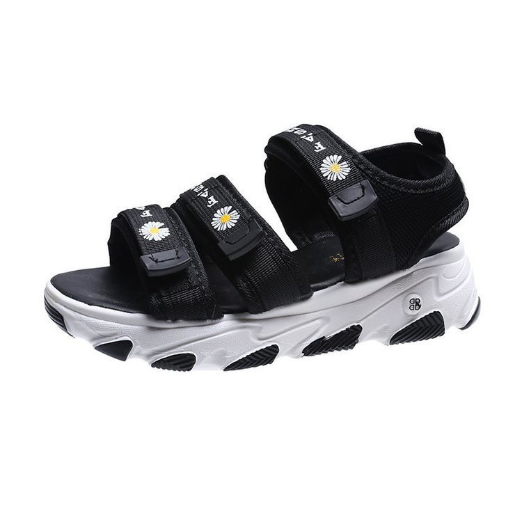 Dép Sandal Nữ Thời Trang Ulzang 3 Quai Ngang In Hình Hoa Cúc Siêu Đẹp Nữ Tính SD28