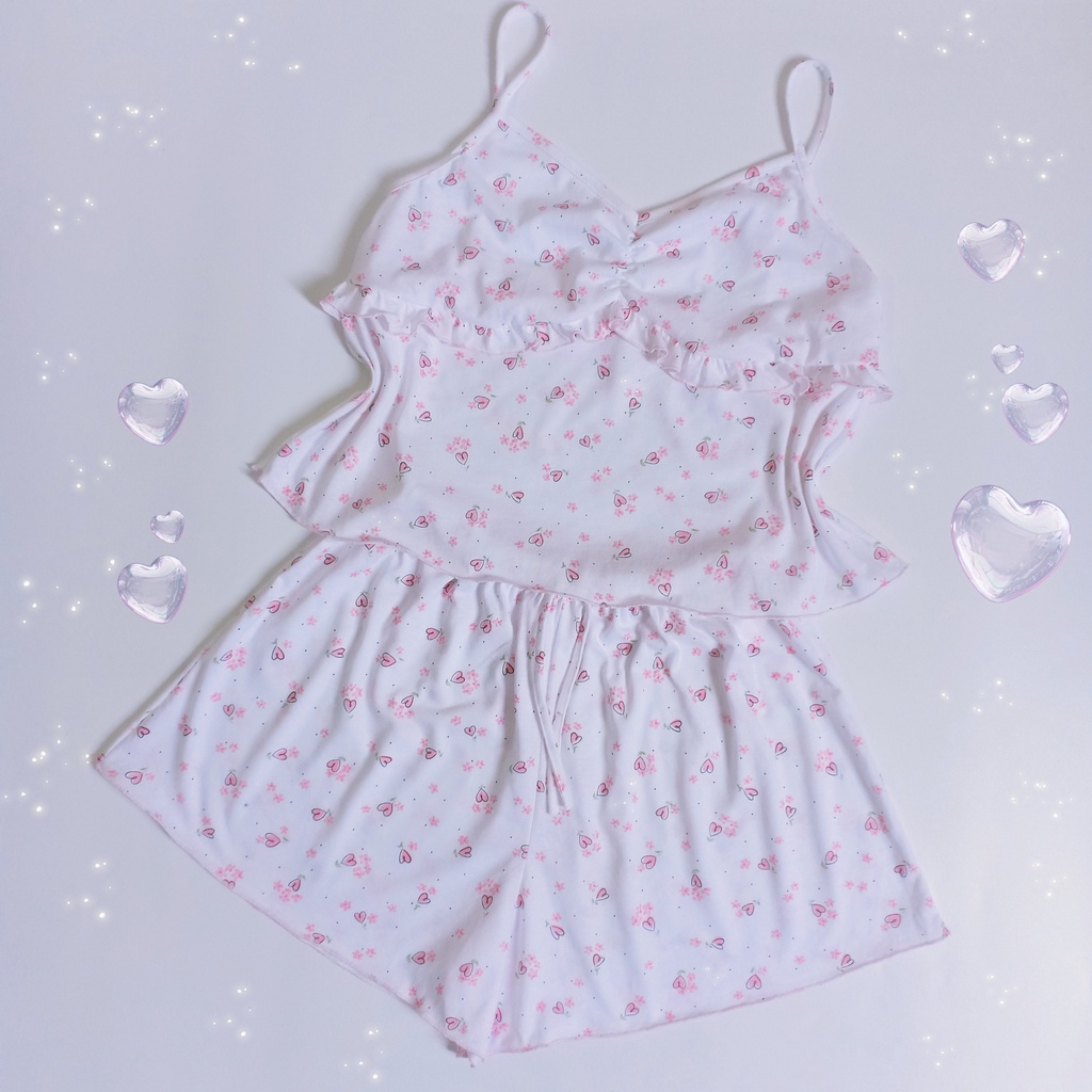 Đồ bộ ngủ nữ RCB10, hai dây cổ tim nhún thun cotton 2 chiều dành cho người dưới 60kg | BigBuy360 - bigbuy360.vn