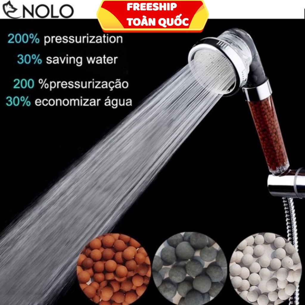 Vòi Sen Lọc Nước Tăng Áp Nano Chất Liệu Inox Kèm Dây . .