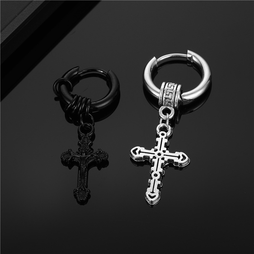 KENTON Cool Dangle Earrings Punk Scorpion Cross Earrings Women Pendant Stainless Steel Men Gothic Hip Hop Fashion Jewelry