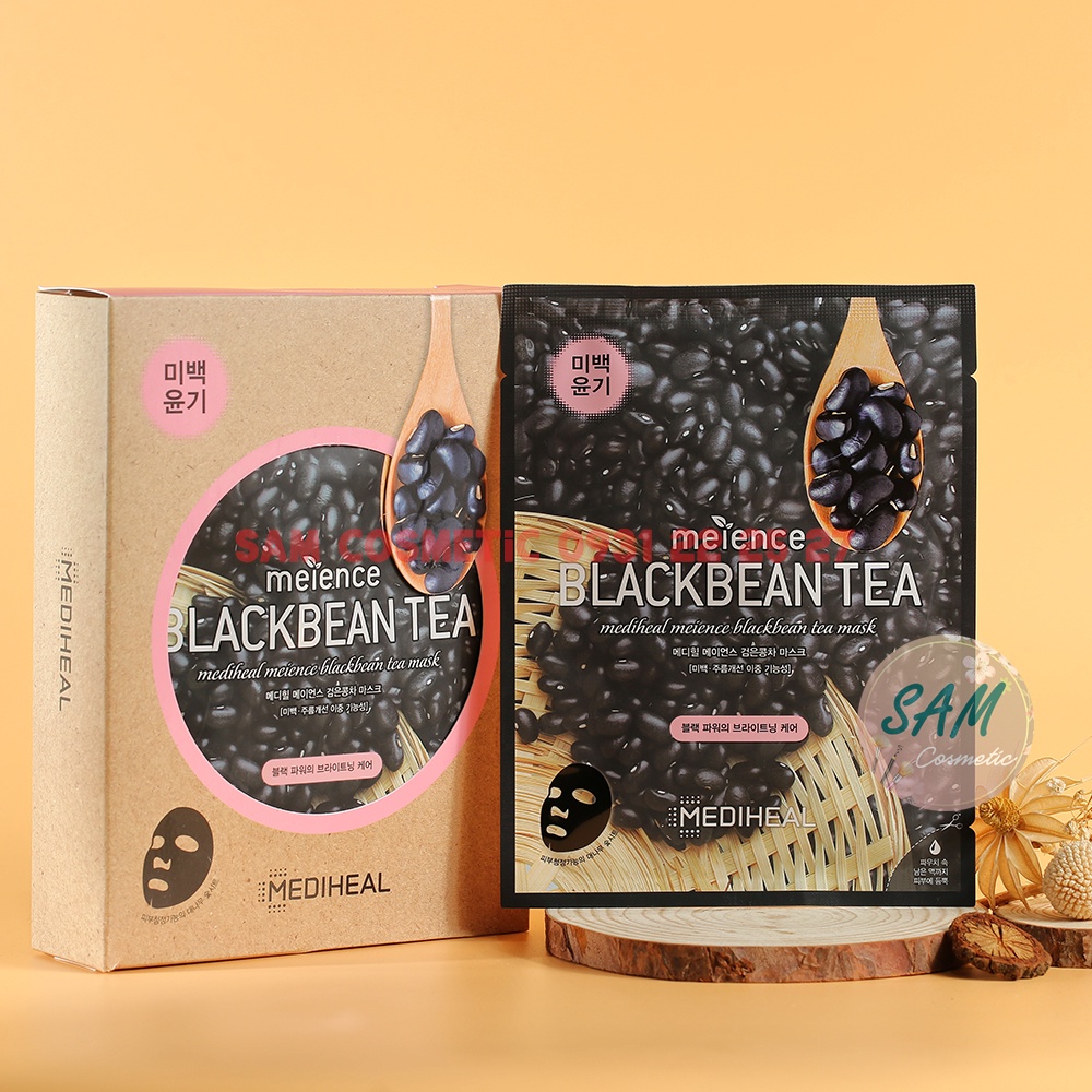 Mặt Nạ Trà Đậu Đen Mediheal Meience Blackbean Tea  Mediheal - Loại Bỏ Độc Tố, Duy Trì Độ Ẩm, Trắng Sáng Da.