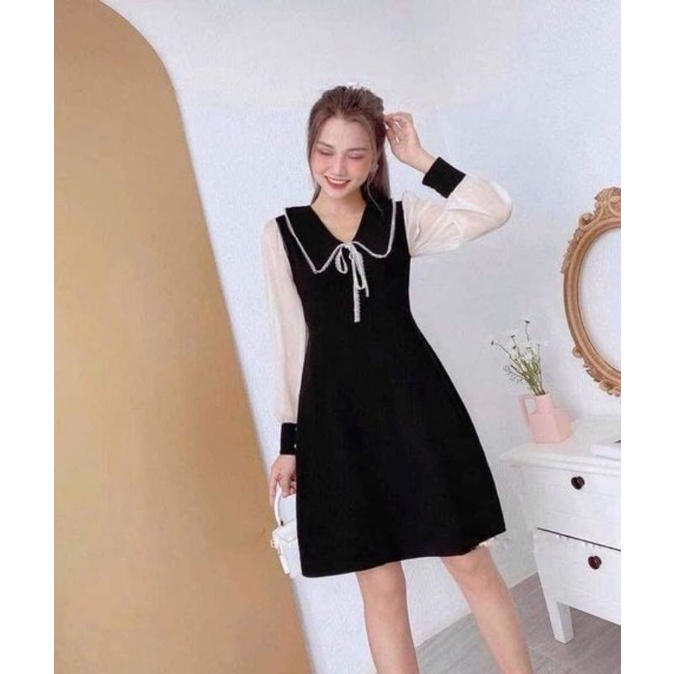 đầm bigsize thiết kế Mit Design 40kg_120kg mẫu dáng A cổ sen kẹp ren tay von băng set đi làm,đi chơi đều xinh