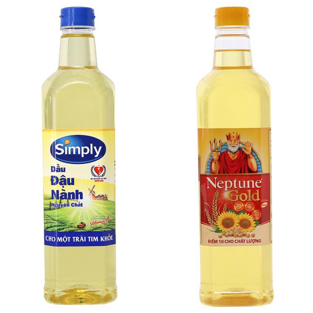 Dầu ăn đậu nành Simply/ dầu Neptune Gold chai 1L