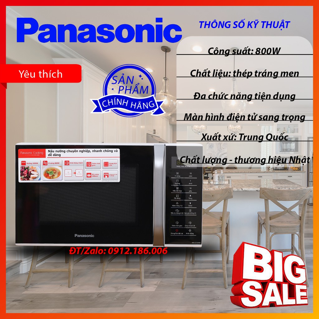 Lò vi sóng có nướng Panasonic NN-GT35HMYUE 23 lít, Xám