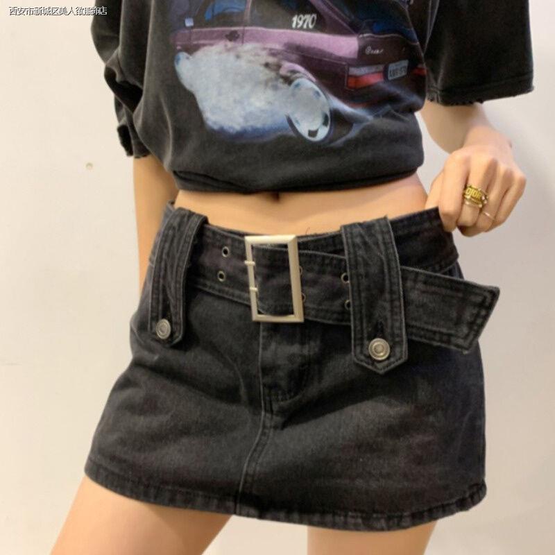 Chân váy denim chữ A dáng ôm phong cách retro thời trang xuân hè cho nữ