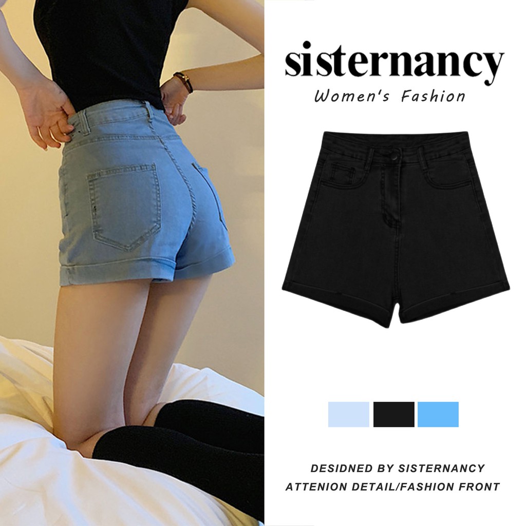 COZOK Quần short lưng cao ôm dáng thời trang cho nữ