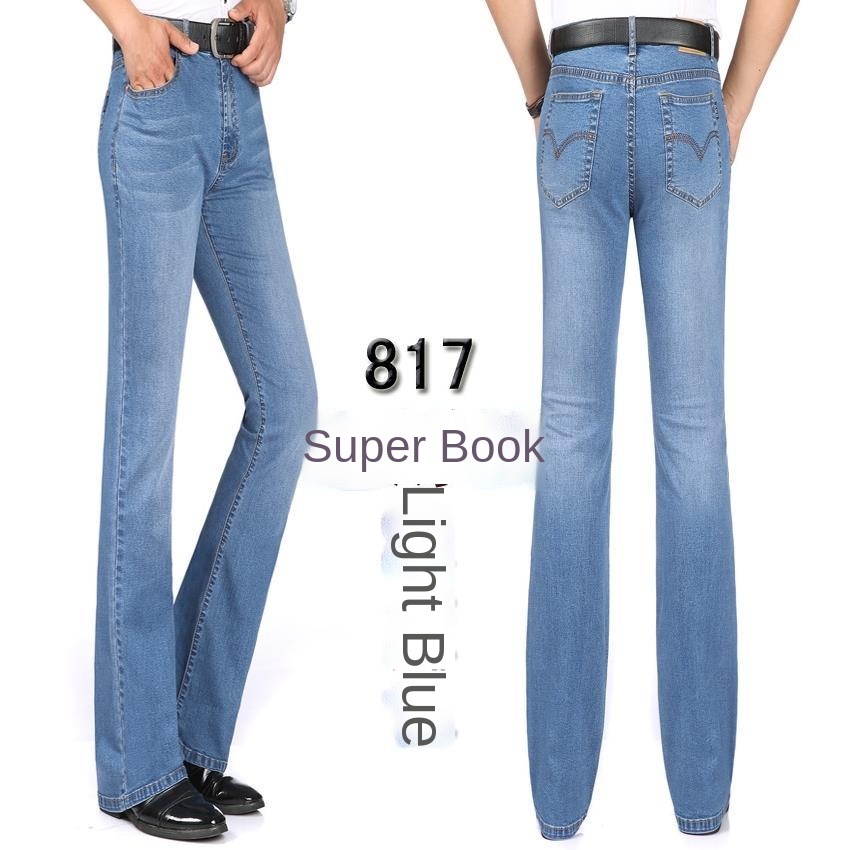 Quần jean ống loe lưng cao co giãn phong cách mới cho nam