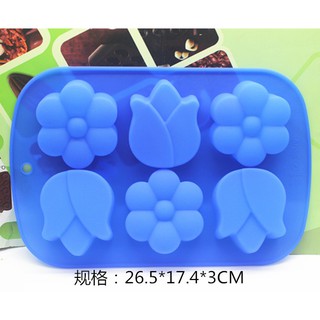Khuôn Silicone làm xà phòng 6 ô hình hoa Tulip
