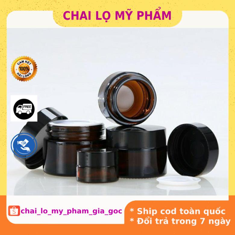 Hủ Đựng Kem ❤ GIÁ TỐT NHẤT ❤ [Sỉ 3.9k] Hủ Chiết Kem Thủy Tinh Nâu 5g,10g,15g,20g , hủ đựng kem , phụ kiện du lịch