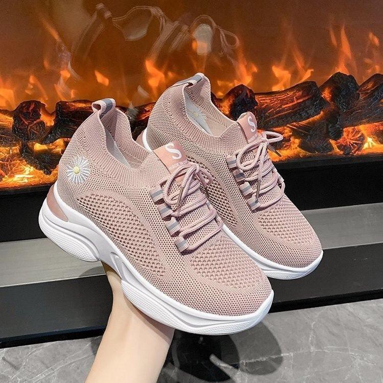 Giày thể thao nữ sneakers độn đế 7 cm phong cách Hàn Quốc chất vải lưới cực hót trend