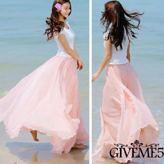 Chân Váy Dài Bằng Vải Chiffon Màu Trơn Thời Trang Cho Nữ