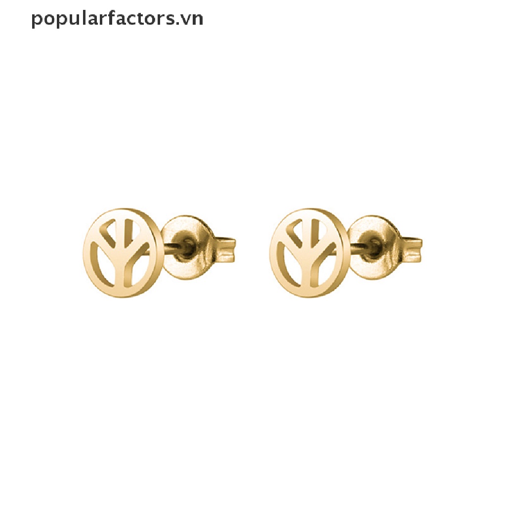 Bông Tai Biểu Tượng Hòa Bình Bằng Thép Không Gỉ Chống Thấm Nước Phong Cách Punk Đơn Giản Cho Nữ