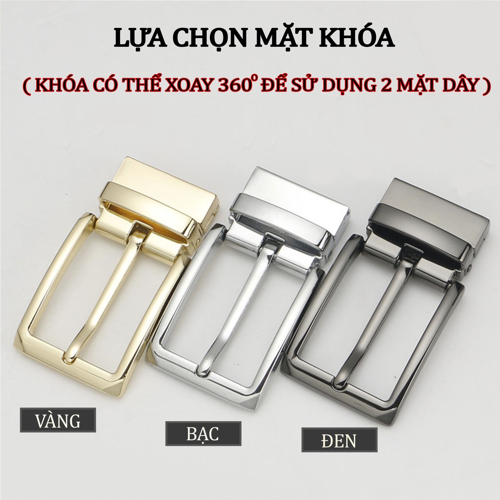 Thắt lưng nam da Saffiano L109 cao cấp-khóa cài xoay dùng được cả 2 mặt nâu đen