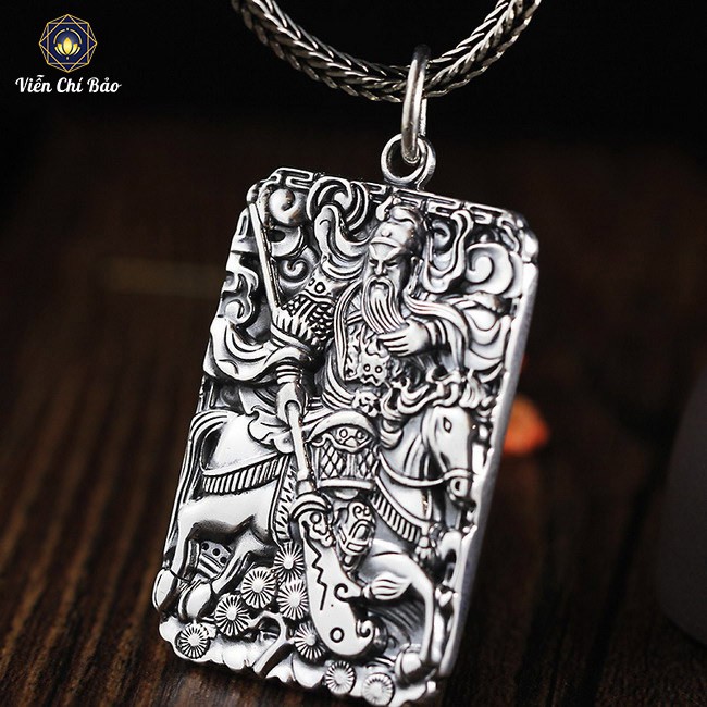Mặt dây chuyền bạc nam Quan Công Cưỡi Xích Thố chất liệu bạc Thái 925 thương hiệu Viễn Chí Bảo M100273