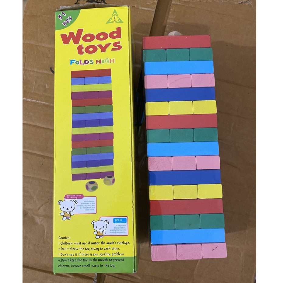 Rút gỗ màu 48 thanh loại lớn - Domino màu cho bé