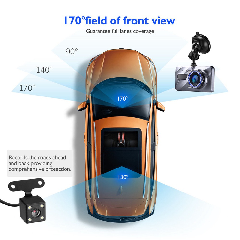 Camera Hành Trình Xe Hơi 4 Inch Hd 1080p Ống Kính Kép Quay 170 Đêm | BigBuy360 - bigbuy360.vn