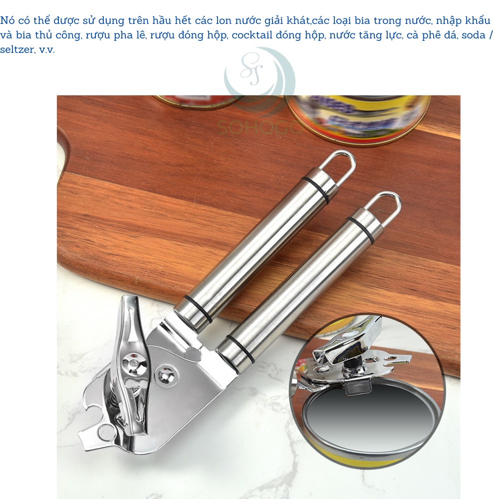 &quot;Dụng cụ mở nắp lon khui hộp / bia đa năng chất liệu inox tay cầm chống trượt 20.5x7.5cm&quot;