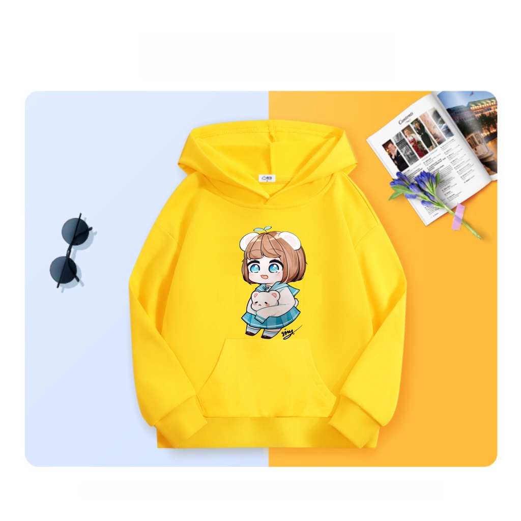 Áo hoodie hero team màu vàng nỉ bông cực đẹp cho bé trai bé gái nhiều mẫu sammy simmy phong cận