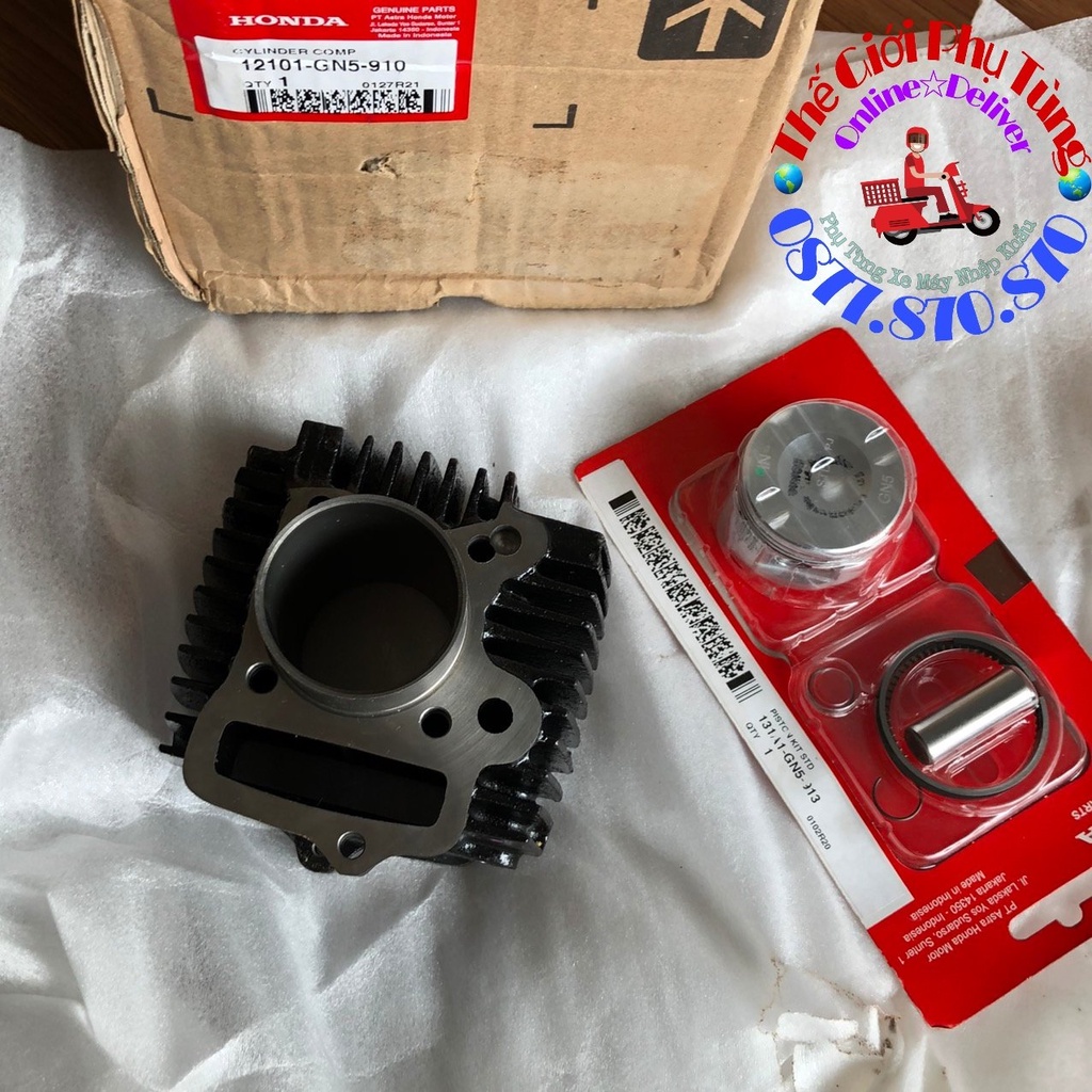 Bộ nòng - Piston bạc Dream thái zin chính hãng Honda Indonesia nhập khẩu - 12101-GN5-910/ 131A1-GN5-913