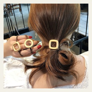 Phụ kiện tóc phibi set 2 chun buộc tóc bằng vải họa tiết vuông tròn