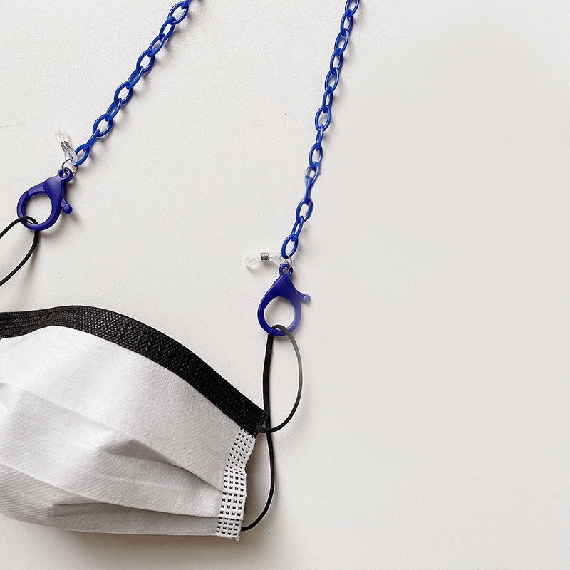 Dây Đeo Khẩu Trang Hàn Quốc Chống Thất Lạc Chất Liệu Acrylic Mỏng Màu Xanh Dương Có Dây Đeo